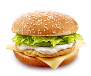 fresh chicken burger isolated on white background