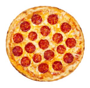 Thinly sliced pepperoni is a popular pizza topping in American-style pizzerias