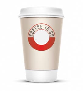 A coffee cup vector illustration with the words coffee to go